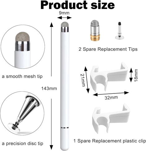 Stylus and No-Stud Wall Mount Bundle for Skylight 15-inch Calendar, Includes Dual-Tip Pen (Mesh/Disc) with 2 Spare Tips & Damage-Free Mounting Kit in Saudi Arabia