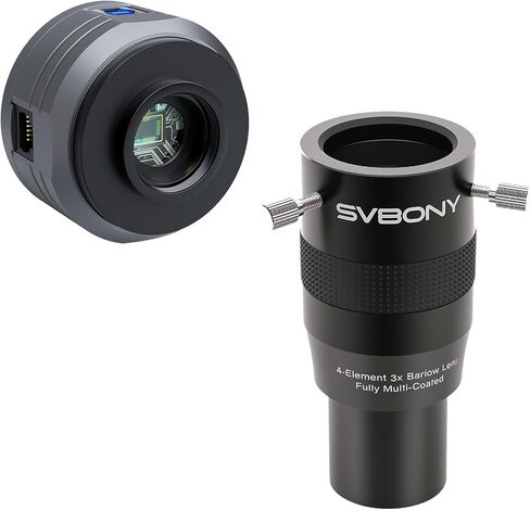 SVBONY SC715C Telescope Planetary Camera, 1.45μm Micro Pixel IMX715 Color Astronomy Camera Bundle with SV216 3X Barlow Lens, 4-Elements APO Apochromatic Barlow, for Planetary Astrophotography in Saudi Arabia