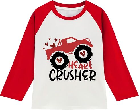 Todder Boys Girls Valentine's Shirt Kids Raglan Long Sleeve Tees Family Celebration Gifts Tops 2-7 Years in Saudi Arabia