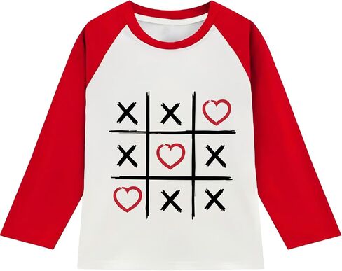 Todder Boys Girls Valentine's Shirt Kids Raglan Long Sleeve Tees Family Celebration Gifts Tops 2-7 Years in Kuwait