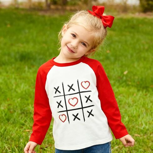 Todder Boys Girls Valentine's Shirt Kids Raglan Long Sleeve Tees Family Celebration Gifts Tops 2-7 Years in Saudi Arabia