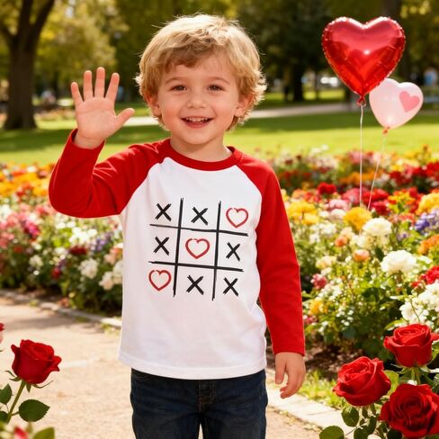 Todder Boys Girls Valentine's Shirt Kids Raglan Long Sleeve Tees Family Celebration Gifts Tops 2-7 Years in Saudi Arabia