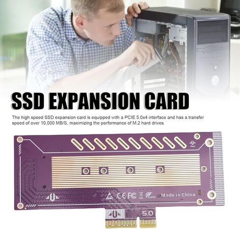 بطاقة محول Yunseity PCIe 5.0 X4 إلى M.2 NVMe، بطاقة توسيع SSD عالية السرعة بسرعة 128 جيجابت في الثانية مع سرعة تزيد عن 10000 ميجابايت / ثانية لأجهزة الكمبيوتر الشخصية لمحطات العمل ومنشئي المحتوى ومحترفي تكنولوجيا المعلومات in Kuwait