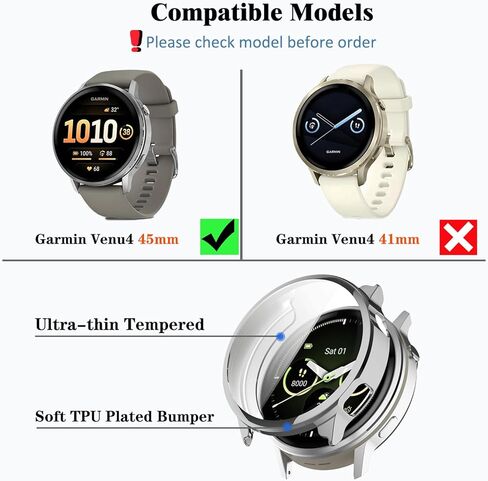 [4-Pack Screen Protector Case Compatible with Garmin Venu 4 45mm Smartwatch, Soft TPU Plated Case Anti-Scratch Cover Rugged Bumper Full Cover Shell for Women Men in Saudi Arabia