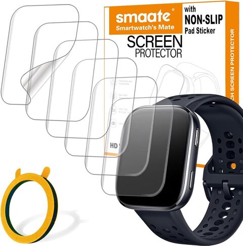 6-PACK Screen Protector Compatible with Amazfit Bip 6 1.97" 46mm Fitness Tracker Smart Watch, Soft TPU, Full Coverage, Bubble Self-healing, with Non-Slip Pad Sticker in Saudi Arabia