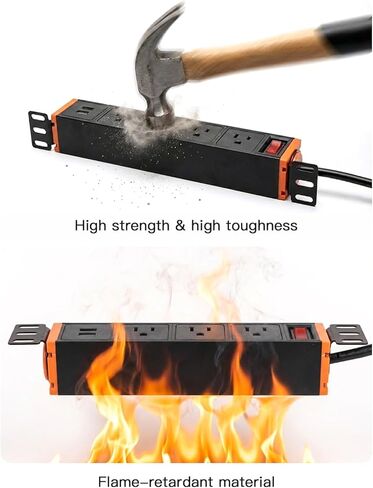 شريط طاقة PDU مثبت على حامل مقاس 10 بوصات، وحدة توزيع طاقة نصف حامل 1U، 3 منافذ تيار متردد، 2 منافذ USB-A، مفتاح تحميل زائد قابل لإعادة الضبط 15 أمبير، سلك 16AWG بطول 6 أقدام لخزائن شبكة خادم صغيرة مقاس 10 بوصات/رف/ذاتي in Kuwait