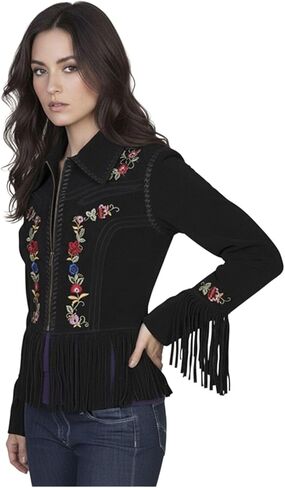 Scully Women's Embroidered Zip-Up Suede Jacket - L174 19 in Saudi Arabia
