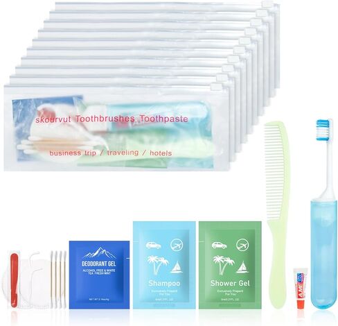 10 Sets Toiletry Kit Travel Size Toiletries Bulk Hygiene Kits Homeless Care Package Supplies in Zip Pouch,Homeless Kit Bulk Perfect for Camping,Hotel,Charity Men Women in Kuwait