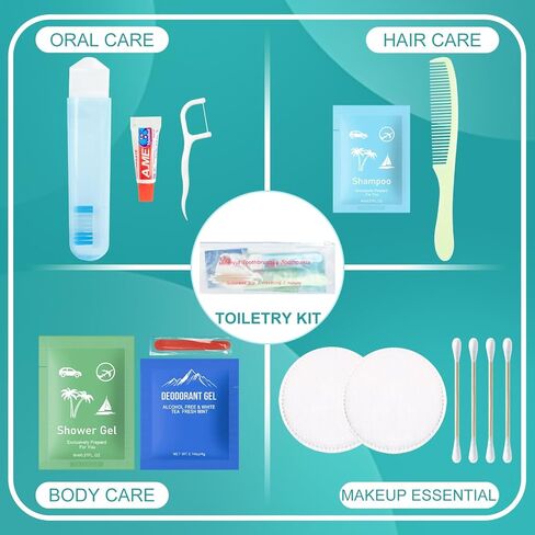 10 Sets Toiletry Kit Travel Size Toiletries Bulk Hygiene Kits Homeless Care Package Supplies in Zip Pouch,Homeless Kit Bulk Perfect for Camping,Hotel,Charity Men Women in Kuwait