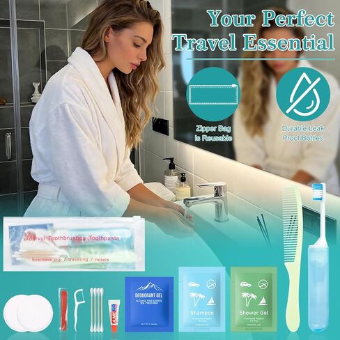 10 Sets Toiletry Kit Travel Size Toiletries Bulk Hygiene Kits Homeless Care Package Supplies in Zip Pouch,Homeless Kit Bulk Perfect for Camping,Hotel,Charity Men Women in Kuwait