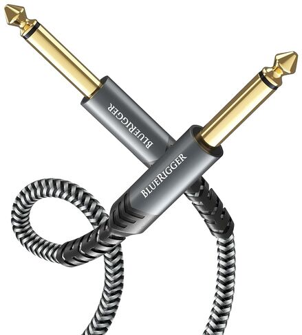 BlueRigger 6.35mm Instrument Cable 15FT (1/4" Mono TS Unbalanced Electric Guitar Cable, Speaker Cables) Bass Amp Cord for Electric Mandolin/Guitar, Keyboard, Amplifier with Alloy Shell, Braided Jacket in Saudi Arabia