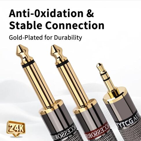 3.5mm TRS to Dual 6.35mm TS Y Splitter Audio Cord, 1/8 to 1/4 Stereo Cable with 6N OFC & 5μm 24K Gold-Plated Connectors,Braided Hi-Fi Cable for Audiophiles,Home Stereos(1.64ft/0.5m) in Saudi Arabia