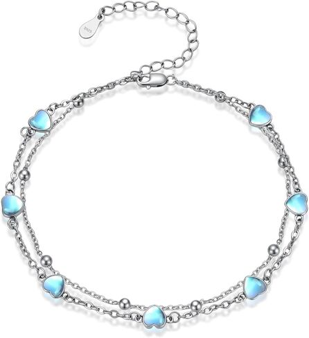 Moonstone Infinity Anklets for Women 925 Sterling Silver 4mm Round Moonstone Infinity Symbol Layered Foot Bracelet Ladies Jewelry Gifts in Saudi Arabia