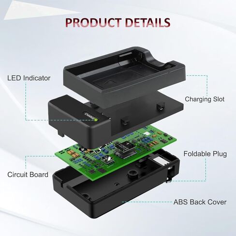 شاحن بطارية متوافق مع Leica D-LUX 5. الجهد الكهربائي العالمي (100-240 فولت)، تصميم مدمج محمول، قابس قابل للطي (يتضمن شاحن السيارة) in Kuwait