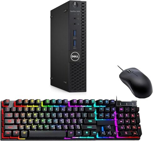 كمبيوتر سطح المكتب Dell Optiplex 3050 Mini، Intel Quad Core i5-6500، 16GB DDR4، 256GB SSD، لوحة مفاتيح وماوس، USB WiFi، USB BT، دعم 4K، DP، Windows 11 Pro (متجدد) in Kuwait