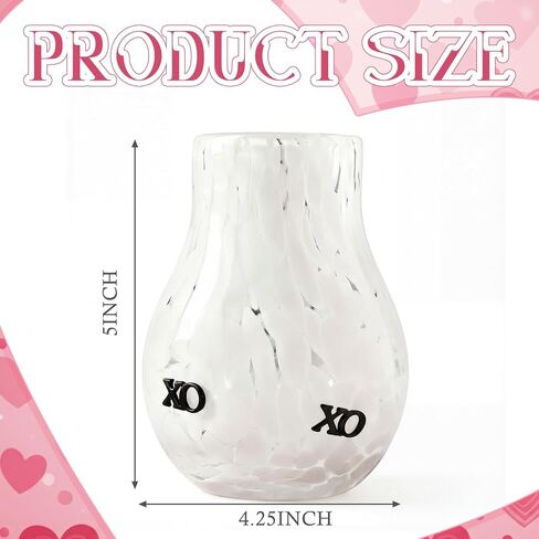 Skylety Valentine's Day Icon Glass Vase Icon Pink & White Flower Vase 5.75'' x 4.25'' Hand Blown Table Centerpiece for Him Her Valentine's Day Wedding Housewarming Gifts Home Decor (Red Lips) in Saudi Arabia