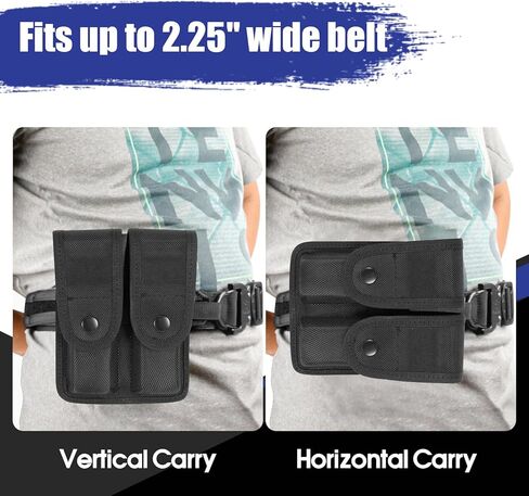 9mm Molded Nylon Double Mag Pouch - Universal Tactical Pistol Magazine Pouch Fit Glock - Duty Belt Holster Case Compatible w/Single & Double Stack Magazines in Saudi Arabia