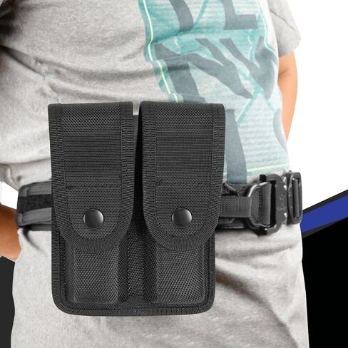 9mm Molded Nylon Double Mag Pouch - Universal Tactical Pistol Magazine Pouch Fit Glock - Duty Belt Holster Case Compatible w/Single & Double Stack Magazines in Saudi Arabia