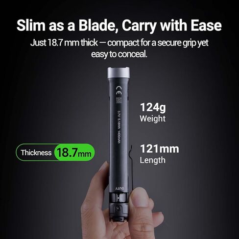 مصباح يدوي تكتيكي NEXTORCH TA70 EDC، مصباح يدوي مسطح قابل لإعادة الشحن، 3500 لومن تكتيكي/واجب ثنائي التبديل LED مصباح يدوي نحيف مع مشبك من الفولاذ المقاوم للصدأ للاستخدام في الهواء الطلق في حالات الطوارئ in Kuwait
