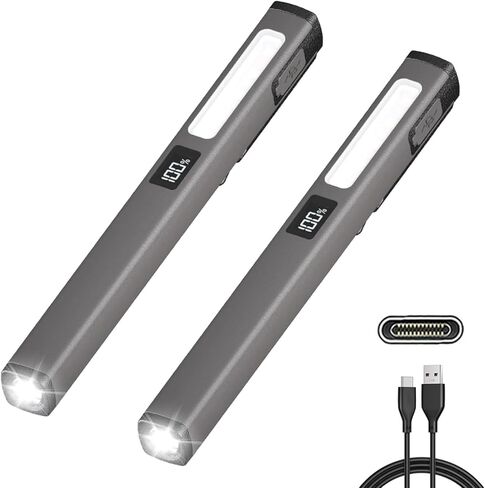 2PACK مصباح يدوي قابل لإعادة الشحن - COB صغير محمول 6 أوضاع LED مقاوم للماء، مشبك جيب للمنزل، السيارة، حالات الطوارئ، التفتيش، العمل، الإصلاح in Kuwait