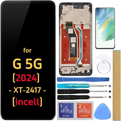 شاشة بديلة LCD تعمل باللمس محول الأرقام الجمعية مع الإطار لموتورولا موتو G 5G 2024 XT2417 XT2417-1 XT2417-6 XT2417D 6.6" in Saudi Arabia