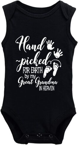 Hand Picked for Earth by My Great Grandma in Heaven Newborn Universal Short Sleeve Bodysuits in Saudi Arabia