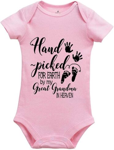 Hand Picked for Earth by My Great Grandma in Heaven Newborn Universal Short Sleeve Bodysuits in Saudi Arabia