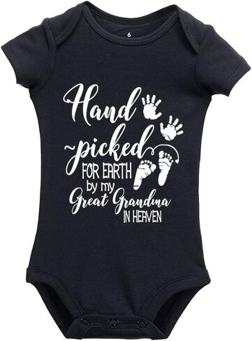 Hand Picked for Earth by My Great Grandma in Heaven Newborn Universal Short Sleeve Bodysuits in Saudi Arabia