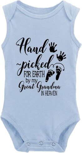 Hand Picked for Earth by My Great Grandma in Heaven Newborn Universal Short Sleeve Bodysuits in Saudi Arabia