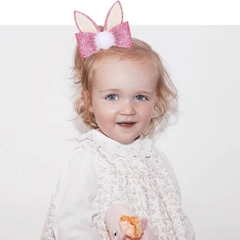 2pcs Easter Bunny Hair Bow Clips - Cute Pink & White Rabbit Ear Hairpins with Bowknot, Adorable Spring Hair Accessories for Women, Girls & Kids, Perfect for Easter Party, Daily Wear & Photo Props in Kuwait