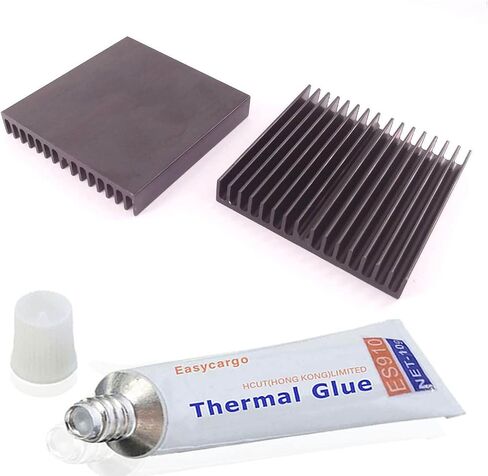 Easycargo 60mm heatsink + High Performance Thermal Silicone Glue, Black Anodized 60mm heatsink kit 60mmx60mmx11mm in Saudi Arabia