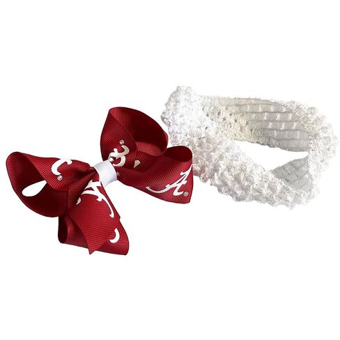 Alabama Crochet Headband With Junior Bow - One Size Fits All - Officially Licensed in Saudi Arabia