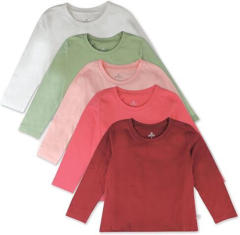 5-Pack Long Sleeve T Shirts 100% Organic Cotton for Toddler, Little Kids Boys, Girls, Romantic Pink, 24 Months in Saudi Arabia