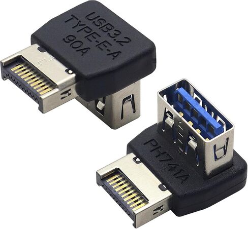 2Pack 90 Degree Down tilt USB 3.0 Motherboard Adapter,USB A 3.0 Female to USB Type-E Male 5Gbps High-Speed Adapter,Suitable for Internal Devices of Motherboard Computers(Down/PH741B) in Saudi Arabia