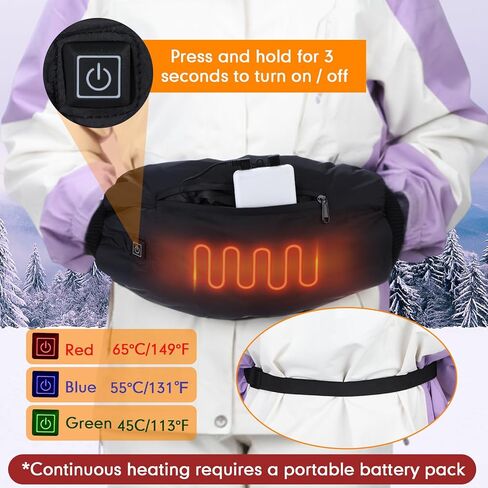 Mudder 1 أو 2 عبوة من كمامة لتدفئة اليد مع حزام قابل للتعديل، كمامة تسخين كهربائية تعمل بمنفذ USB مع 3 إعدادات لدرجة الحرارة لكرة القدم، والصيد، وصيد الأسماك، والتخييم، ولا يتضمن بنك الطاقة in Saudi Arabia