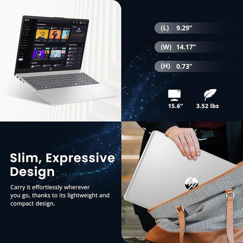 HP 15.6" HD Laptop, Intel i5-1334U, 16GB RAM, 1.5TB Storage (512GB SSD+1TB Docking Station Set), Intel UHD Graphics, Copilot, Full Size Keyboard, Wi-Fi 6, HD Camera, Windows 11 Home, Silver in Saudi Arabia
