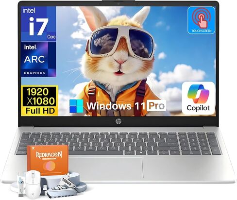 كمبيوتر محمول HP بشاشة لمس 15.6 بوصة 2026، Windows 11 Pro، Intel Core i7-1355U (حتى 5.0 جيجاهرتز)، شاشة لمس FHD 15.6 بوصة، ذاكرة الوصول العشوائي 16 جيجابايت، 512 جيجابايت SSD، مساعد الطيار AI، شحن سريع، لطلاب الأعمال، الملحقات in Kuwait