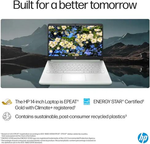 HP 14" HD Student Business Laptop, Intel Quad-Core N150, 8GB RAM, 128GB UFS, 1 Year Office 365, Webcam, HDMI, Bluetooth, WiFi, Win 11 Pro, Slim Design, Willow Green in Saudi Arabia