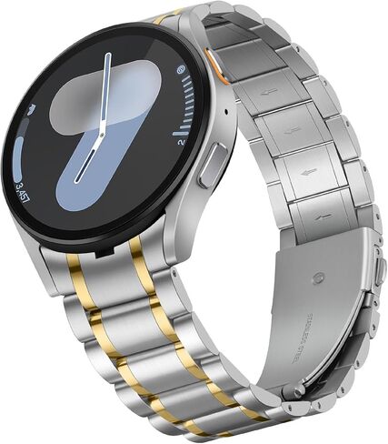 أحزمة HITZEE من الفولاذ المقاوم للصدأ بدون فجوة متوافقة مع ساعة Samsung Galaxy Watch 7/6/5/4/FE Band 40/44mm/Watch 6 Classic 43/47mm/Watch 5 Pro، حزام معدني لساعة Samsung مصمم للرجال/النساء، فضي ذهبي in Saudi Arabia