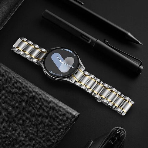 أحزمة HITZEE من الفولاذ المقاوم للصدأ بدون فجوة متوافقة مع ساعة Samsung Galaxy Watch 7/6/5/4/FE Band 40/44mm/Watch 6 Classic 43/47mm/Watch 5 Pro، حزام معدني لساعة Samsung مصمم للرجال/النساء، فضي ذهبي in Saudi Arabia