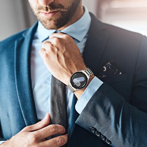 أحزمة HITZEE من الفولاذ المقاوم للصدأ بدون فجوة متوافقة مع ساعة Samsung Galaxy Watch 7/6/5/4/FE Band 40/44mm/Watch 6 Classic 43/47mm/Watch 5 Pro، حزام معدني لساعة Samsung مصمم للرجال/النساء، فضي ذهبي in Saudi Arabia
