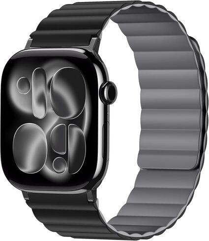 سوار ساعة مغناطيسي ذو وجهين متوافق مع سلسلة ساعات Apple 11 10 9 8 7 6 5 4 Ultra 3/2/1 SE للرجال، حزام معصم رياضي من السيليكون يمكن ارتداؤه على الوجهين لساعة iWatch 49 مم 46 مم 45 مم 44 مم 42 مم 40 مم in Kuwait
