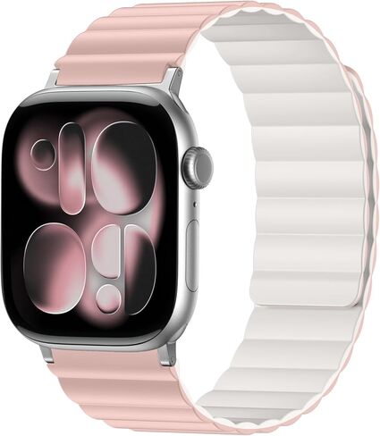 سوار ساعة مغناطيسي ذو وجهين متوافق مع سلسلة ساعات Apple 11 10 9 8 7 6 5 4 Ultra 3/2/1 SE للرجال، حزام معصم رياضي من السيليكون يمكن ارتداؤه على الوجهين لساعة iWatch 49 مم 46 مم 45 مم 44 مم 42 مم 40 مم in Kuwait