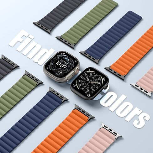 سوار ساعة مغناطيسي ذو وجهين متوافق مع سلسلة ساعات Apple 11 10 9 8 7 6 5 4 Ultra 3/2/1 SE للرجال، حزام معصم رياضي من السيليكون يمكن ارتداؤه على الوجهين لساعة iWatch 49 مم 46 مم 45 مم 44 مم 42 مم 40 مم in Kuwait