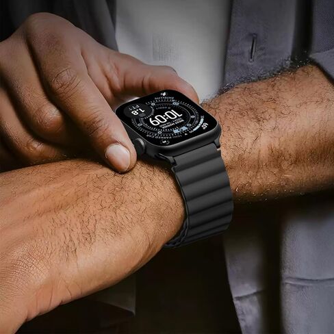 سوار ساعة مغناطيسي ذو وجهين متوافق مع سلسلة ساعات Apple 11 10 9 8 7 6 5 4 Ultra 3/2/1 SE للرجال، حزام معصم رياضي من السيليكون يمكن ارتداؤه على الوجهين لساعة iWatch 49 مم 46 مم 45 مم 44 مم 42 مم 40 مم in Kuwait