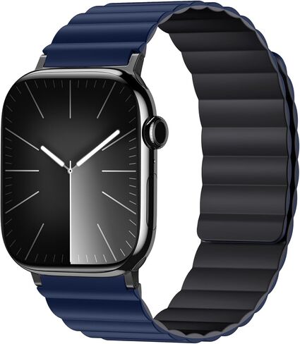 سوار ساعة مغناطيسي ذو وجهين متوافق مع سلسلة ساعات Apple 11 10 9 8 7 6 5 4 Ultra 3/2/1 SE للرجال، حزام معصم رياضي من السيليكون يمكن ارتداؤه على الوجهين لساعة iWatch 49 مم 46 مم 45 مم 44 مم 42 مم 40 مم in Kuwait