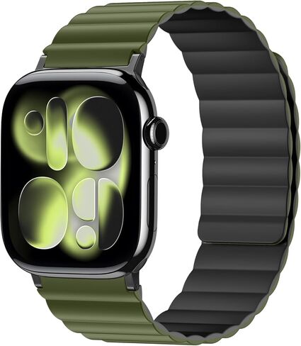 سوار ساعة مغناطيسي ذو وجهين متوافق مع سلسلة ساعات Apple 11 10 9 8 7 6 5 4 Ultra 3/2/1 SE للرجال، حزام معصم رياضي من السيليكون يمكن ارتداؤه على الوجهين لساعة iWatch 49 مم 46 مم 45 مم 44 مم 42 مم 40 مم in Kuwait