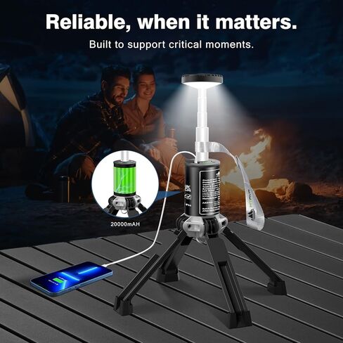 ضوء تخييم تلسكوبي، فانوس تخييم قابل لإعادة الشحن مع بطارية 20000 مللي أمبير في الساعة، ضوء تخييم محمول في الهواء الطلق مقاوم للماء مع 3 أوضاع، ضوء تخييم للطوارئ والتخييم والمشي لمسافات طويلة (تشمل الحقيبة) in Kuwait