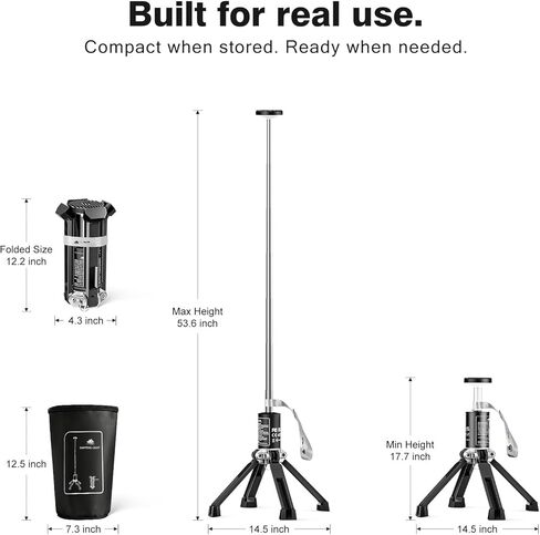ضوء تخييم تلسكوبي، فانوس تخييم قابل لإعادة الشحن مع بطارية 20000 مللي أمبير في الساعة، ضوء تخييم محمول في الهواء الطلق مقاوم للماء مع 3 أوضاع، ضوء تخييم للطوارئ والتخييم والمشي لمسافات طويلة (تشمل الحقيبة) in Kuwait