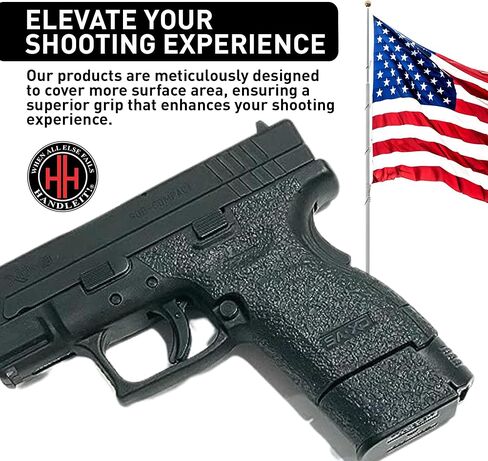 شريط قبضة مسدس Handleitgrips متوافق مع Springfield XD 9/40 Sub Compact - شريط قبضة مسدس مطاطي أسود مزخرف، سهل التركيب، أجزاء وإكسسوارات البندقية، مملوكة للمحاربين القدامى، صنع في الولايات المتحدة الأمريكية in Kuwait